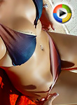 Tan college chick oils her big titties
