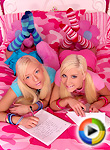 Laney and friend play with their boobs