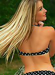 private school jewel in sexy classic polka dot bikini