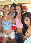 Three crazy party babes get dicked at a party