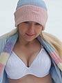 Flashing her bra outside